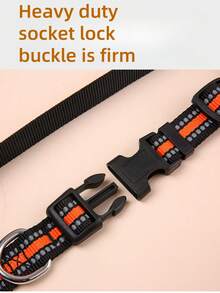 发光宠物狗项圈和牵引绳套装，可调节尼龙带项圈，适合小型、中型和大型犬 - 玫紅色 - 查看 2