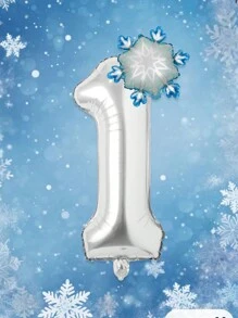 2pcs/Set 32" Silver Number Foil Balloon, Ice And Snow Birthday Party Decor Balloons, Frozen Theme, Frozen Balloons, Mini Gradient Snowflake Balloons, Winter Theme Party Decor, Snowflake Party Decoration, Christmas Party Decoration - Multicolor - View 17