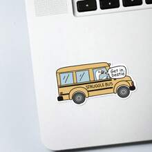5 件装奋斗巴士贴纸趣味进入闺蜜焦虑复古心理健康讽刺贴纸模切防水乙烯基贴纸适用于笔记本电脑水瓶手机壳安全帽工具箱 - 彩色 - 查看 5
