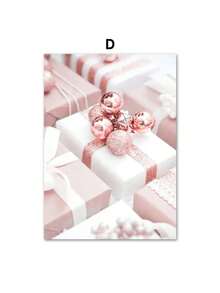 1PC Pink Christmas Winter Snow Santa Chalet Wall Art Canvas Painting Nordic Posters And Prints Wall Pictures For Bedroom Home Decor No Frame Christmas Decorations Room Decor - Multicolor - View 43