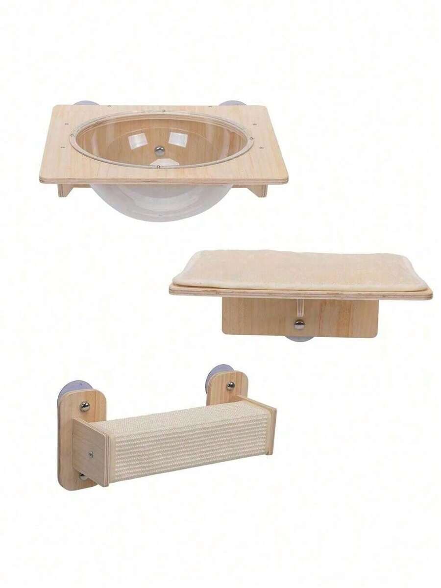 COZIWOW 3PCS Wooden Cat Wall Shelves Wall Mounted Cat Perches Jumping