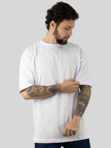 Kit 4 Premium Men's Oversized T-Shirts 100% Cotton Thick Plain Collar Basic Streetwear Wide - 彩色 - 查看 6