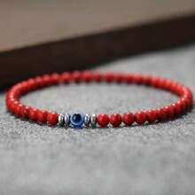 1 pezzo Braccialetto con perline piccole da 4 mm in turchese,onice,ossidiana e occhio del diavolo, braccialetto da uomo fatto a mano, portafortuna, amicizia, gioielli con occhi blu