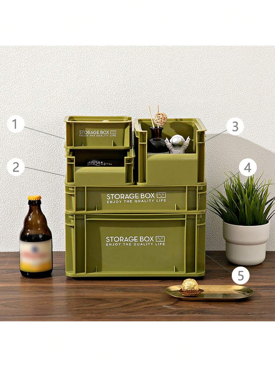1 件工业风格桌面可堆叠储物箱，DIY 组合收纳架，适用于咖啡、办公室、化妆品、零食、露营、实用 - 綠色 - 查看 1