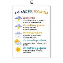 1pc Giáo dục trẻ em Tây Ban Nha Cảm xúc Yoga Thời tiết Áp phích nhà trẻ Bắc Âu Nghệ thuật treo tường In Tranh vải Tranh trang trí phòng trẻ em Không có khung - Nhiều màu - Xem 26