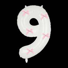 40" roze strikdecoratie witte cijfers folie ballonnen 0-9, roze strikdecoratie, geschikt voor verjaardagsfeestjes, Valentijnsdag, jubileum, bruiloft, Kerstmis, nieuwjaarsdecoratie