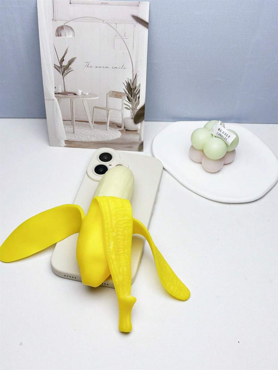 1pc Matte Soft Phone Case With 3D Banana Shaped Doll Peeling Stress