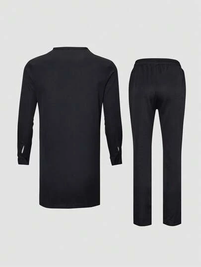 2pcs/Set Plus Size Men's Black Dashiki Style Suit, Cool & Stylish With Pleated Front, African Fashion, Casual Shirt And Pants, New Design For All Seasons, Suitable For Streetwear, Party And Dating