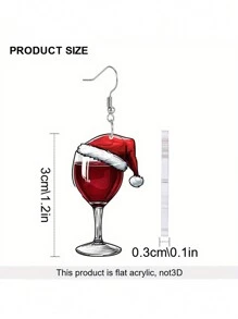1 Paar Weinglas Anhänger Ohrringe, Weihnachtsohrringe, neuartige Weinglas Feiertags-Ohrringe, leichte Damen Ohrringe, Weihnachtsgeschenke, sehr geeignet für Weihnachts-Themen Dekor Ohrringe, Damen Accessoires, Weihnachtsschmuck