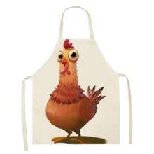 1PC Funny Chicks And Cute Animals 3D Pattern Linen Apron For Home Cooking, Kitchen Wear, And Cooking Enthusiasts - Multicolor - View 22