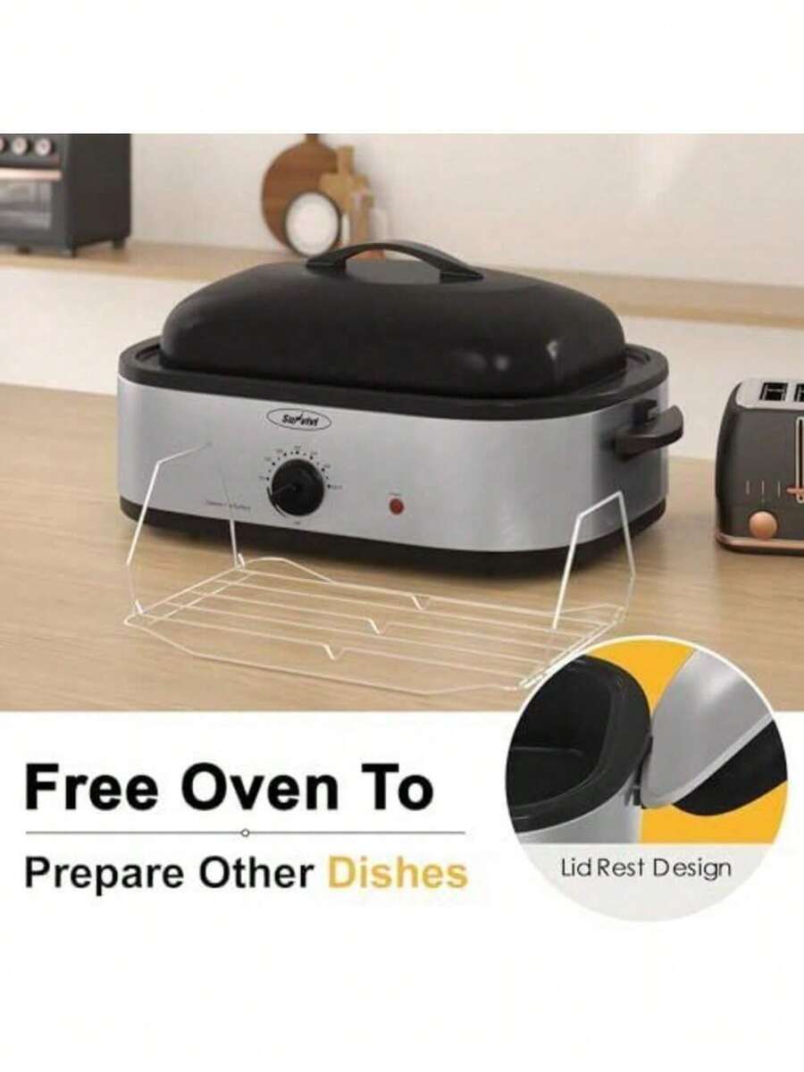 Sunvivi 14Quart Electric Roaster Oven With SelfBasting Lid, Turkey