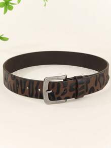 1 件时尚豹纹休闲 PU 皮带，适合女士，适合所有季节，夏季、秋季、万圣节 - 棕色 - 查看 3