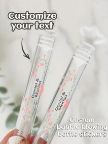 45件客製化婚禮泡泡管貼紙，個性化姓名設計，透明金箔泡泡標籤，完美搭配您的婚禮主題 - 彩色 - 查看 14
