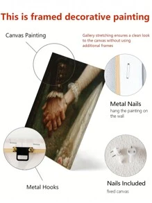 1 pieza Abrazo eterno: arte de pared de tela vintage, decoración gótica melancólica de biblioteca, impresión de lienzo de estética antigua, decoración del hogar para sala de estar, dormitorio, cafetería, oficina, sin marco - Multicolor - Ver 11