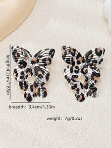 金属夸张豹纹蝴蝶耳环，独特设计，彰显女性高端美感 - 蝴蝶型 - 查看 3
