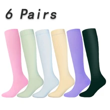 1Pair 6Pairs Compression Socks Women Best Rated Support Non Slip Travel Long Flights Medias Compression Christmas Gift Friend Mother Dad Work Athletic Gym Sport Running Hiking Cycling, Cozy - Multicolor - View 17
