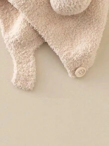 1 件装婴儿/儿童珊瑚保暖针织护耳帽，男女通用，适合秋冬季