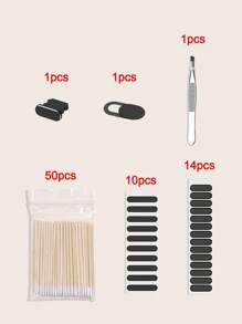 6pcs/set Phone Dustproof Accessories: Net For Ear Speaker, Sticker For Charging Port, Tool For Cleaning And Plucking, Cover For Earphone And Front Camera - Multicolor - View 3