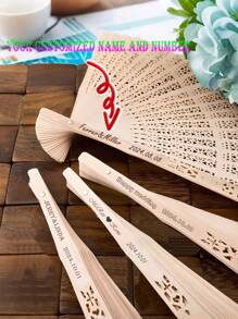Custom Wedding Fans, Personalized Carved Wooden Wedding Fans, Wedding Gifts For Guests, Bridal Fans, Commemorative Fans, Art Pieces. - Ginger - View 1