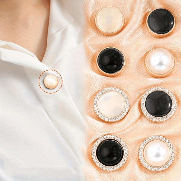 1 Stück/2 Stücke/4 Stücke Anti-Blitz Magnetische unsichtbare Perlenknopfverschlüsse, Damen Ausschnitt Anti-Blitz Magnetische Clipknöpfe, Schalclips, Nachahmung Perlen und Strass Stile, Bekleidungsdekoration Accessoires