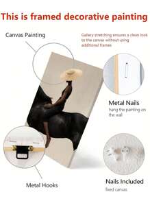 1 件現代輕奢帆布海報,黑馬帆布牆壁藝術,浴室臥室辦公室客廳牆壁裝飾藝術品壁畫,家居裝飾,無框 - 黑色 - 查看 10