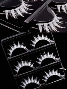 Pestañas postizas blancas de apariencia natural, estilo demonio malvado, para cosplay, anime y actuaciones, 3 pares/caja