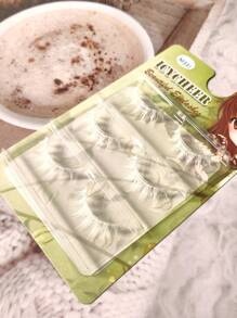 Pestañas postizas blancas de apariencia natural, estilo demonio malvado, para cosplay, anime y actuaciones, 3 pares/caja