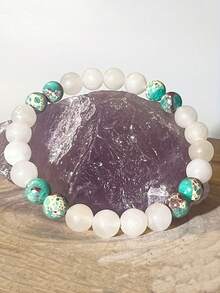 1 件/爱心手链 8 毫米月光石、绿碧玉手工制作，送给家人和朋友的首选礼物 - 彩色 - 查看 6
