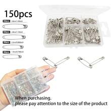 1/10 chiếc Ghim an toàn kim loại dày hơn cỡ lớn 8,9cm, 150 chiếc/hộp Ghim an toàn nhỏ gồm 4 kích cỡ khác nhau, bền, ngăn trâm cài áo bị trượt, Ghim điều chỉnh và sửa chữa quần áo - Nhiều màu - Xem 3