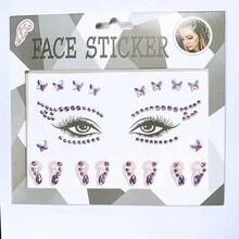 Advanced Eye Tear Makeup Tattoo Face Sticker Fairy Stage Beauty Face Stickers Butterfly Paste Diamond Sticker Ins - Purple - View 2