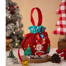 1pc Christmas Drawstring Gift Bag, Christmas Candy Bag, Packaging Bag, Gift Bag, Ideal For Wrapping Birthday, Holiday Party Gifts - Multicolor - View 13