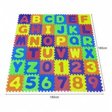 Alfombra de rompecabezas para niños, 36 azulejos con números extraíbles del 0 al 9 y patrón del alfabeto A-Z, 32 x 32 x 0,9 cm