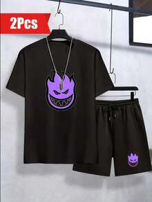 Conjunto Camiseta Streetwear Spit Fire + Short - Lançamento Estilo Tumblr - Preto - Visão 1