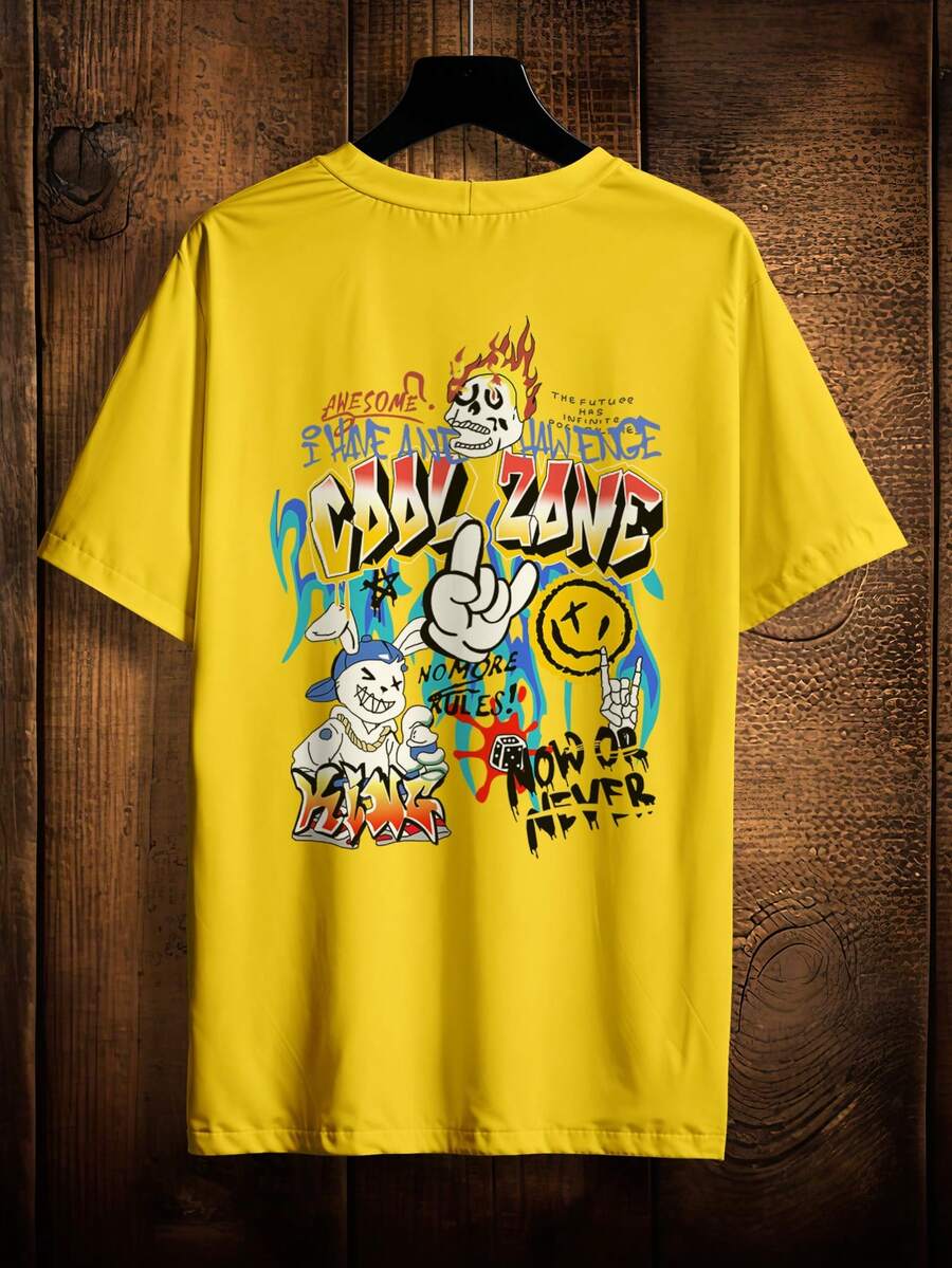 Shirt T-Shirt Print Streetwear Skate Oversize Style CoolZone Ref 2139 VEST NERD - 黃色 - 查看 1