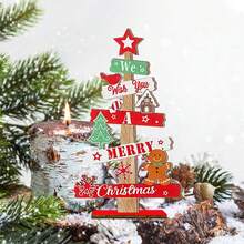 2 cái/bộ, 1/185 Bộ Cây thông Noel bằng gỗ để bàn, biển gỗ để bàn được thiết kế hình người bánh gừng, đồ trang trí Giáng sinh mini mộc mạc cho gia đình, khách sạn, cửa hàng, quán bar, trang trí bàn chợ - Nhiều màu - Xem 7