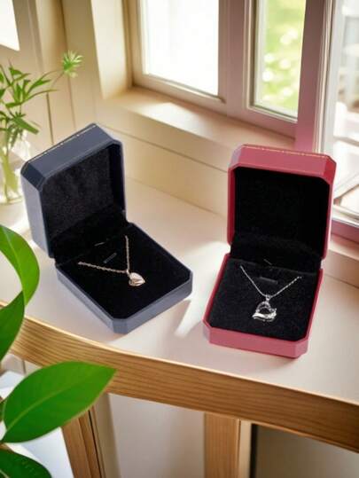 1pc Minimalist Octagonal Flocked Jewelry Display Box