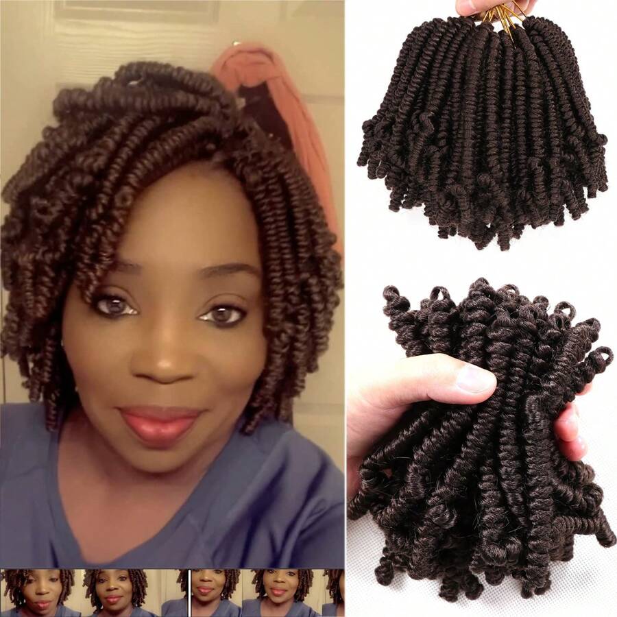 8 Packs Short Bob Spring Twist Crochet Hair 6Inch Pretwisted Passion Twist Hair Pre Looped Crochet Braids Hair For Women - 4# - View 1