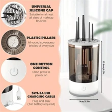 1个电动化妆刷清洁器，新款电动化妆刷清洁设备，自动旋转式清洁器，USB供电，不含电池，便携式，适用于各种尺寸的化妆刷，送给女性的完美礼物，圣诞礼物 - 白色 - 查看 4