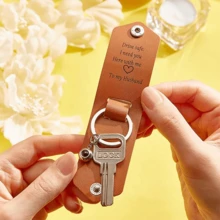 定制投影照片钥匙扣，带雕刻文字，PU皮革钥匙扣，适合圣诞节礼物和珠宝首饰 - Color - 查看 4
