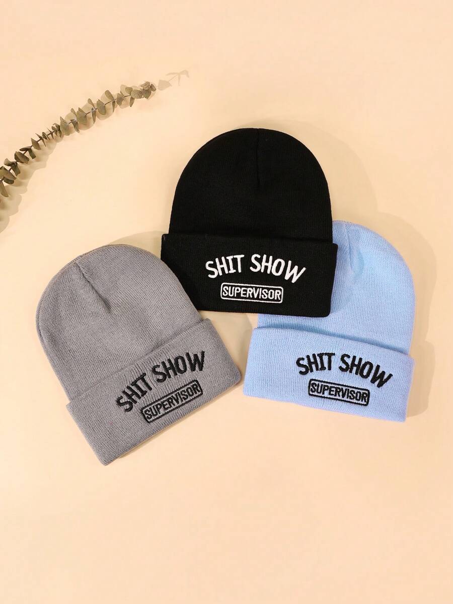 1pc English Letters Embroideries Beanie Hat For Men And Women 2024 New