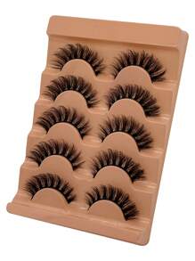 5 Pairs D-Curl Fluffy 7D Russian Volume Thick & Curly Faux Mink Eyelashes Strip Lashes,Lashes,Eyelashes,Fake Lashes - Black - View 3