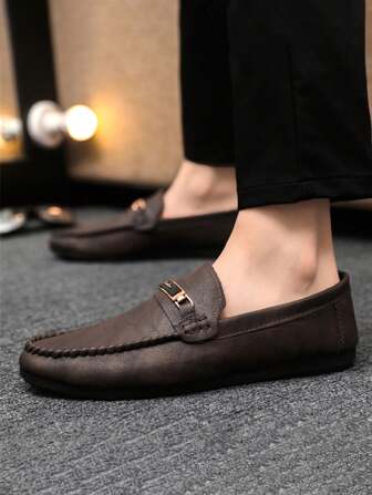 Herrmode Business Formell Skor, Bekväma Slip-On Loafers i läder med mjuk botten (Produkten är liten, föreslå en storlek upp)