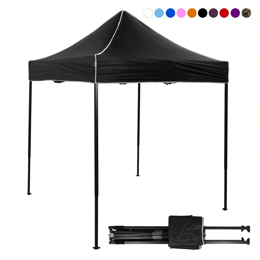Toldo 2x2 Plegable Carpa Retractil Impermeable - Negro - Ver 1
