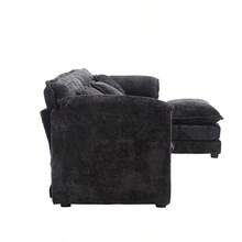 Modern Large Boucle Fabric L-Shape Sectional Chenille Fabric, Movable Pedals, Detachable Armrests, Oversized Three-Seat Sofa