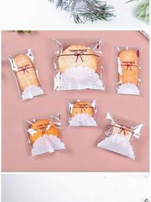 40/80 chiếc Túi đựng bánh quy hoạt hình in nơ ren trong suốt, Túi đựng kẹo bằng nhựa có nhãn dán, Bao bì bánh ngọt riêng lẻ, Đồ ăn nhẹ trong suốt, Vật tư đóng gói quà tặng Túi đựng quà tặng kẹo cưới - Nhiều màu - Xem 6