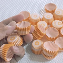 Moldes para mini cupcakes, tazas para hornear, forros para mini pasteles, moldes para hornear, envoltorios desechables para cupcakes - Naranja - Ver 5