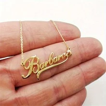 1 件定制个性化英文字母吊坠项链不锈钢项链装饰，情侣和伴娘的完美选择，情人节或圣诞节礼物的理想选择 - 彩色 - 查看 6