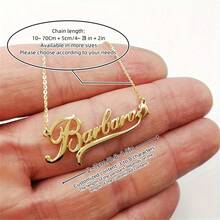 1 件定制个性化英文字母吊坠项链不锈钢项链装饰，情侣和伴娘的完美选择，情人节或圣诞节礼物的理想选择 - 彩色 - 查看 7