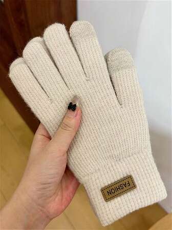 Knit Warm Gloves For Women, Winter Windproof Thick Thermal Lined Touchscreen Mitten, Candy Colors