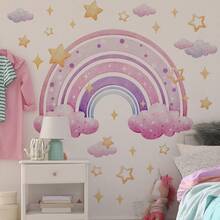 1 Bộ Decal Dán Tường Hình Đám Mây Sao Cầu Vồng Sáng Tạo, Trang Trí Nhà Cửa Cho Phòng Khách Và Phòng Ngủ - Nhiều màu - Xem 2